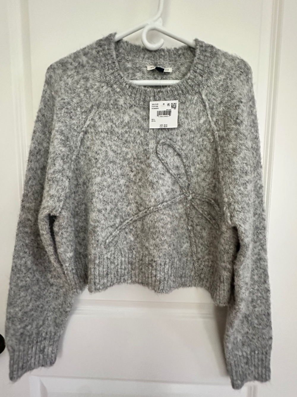 American Eagle cropped bow detail sweater